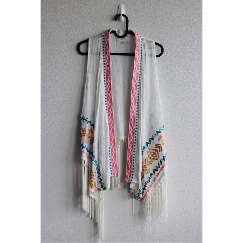 Umgee USA Casual Bohemian Crochet SleevelessKimono